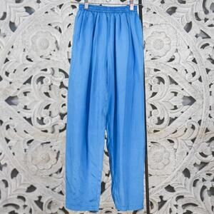 NWT Vintage Casual Isle Blue 100% Silk Pants Size M Elastic Waist Lounge Pants